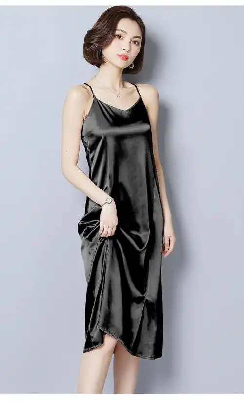 实拍真丝连衣裙中长款春夏桑蚕丝吊带裙大码修身内搭打底裙