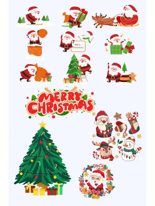 卡通圣诞老人圣诞节圣诞树原创插画海报