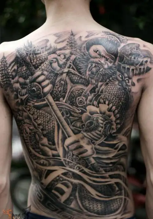 满背遮盖  齐天大圣纹身图片