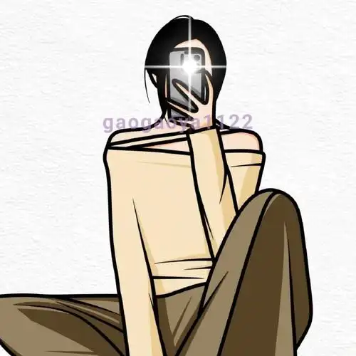 头像超话#手绘#  高级感满满的极简背影女头