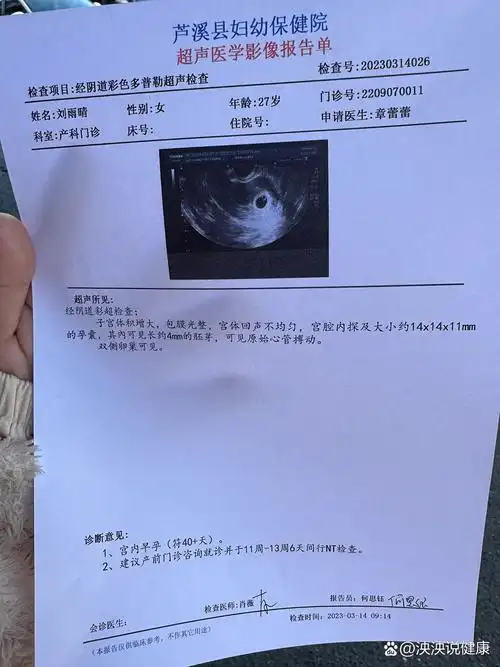 试管冻胚移植28天b超(阴超)