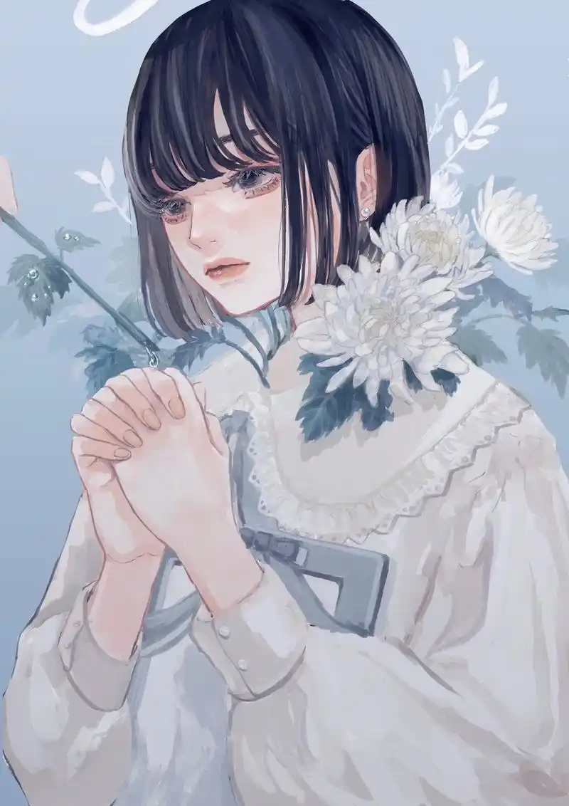 画师「砂糖薬」作品欣赏:暗黑系女生头像,高冷病娇少女人物插画