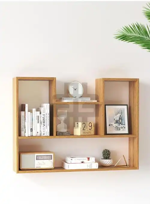 汇德能 书架墙上墙壁书柜实木墙上书柜墙壁储物柜挂壁装饰书架挂墙置