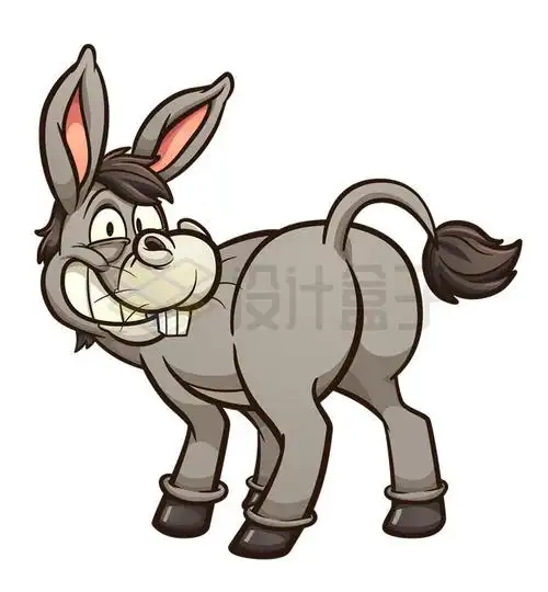 咧嘴笑的贱贱的卡通毛驴搞笑动画片动物5310946矢量图片免抠素材