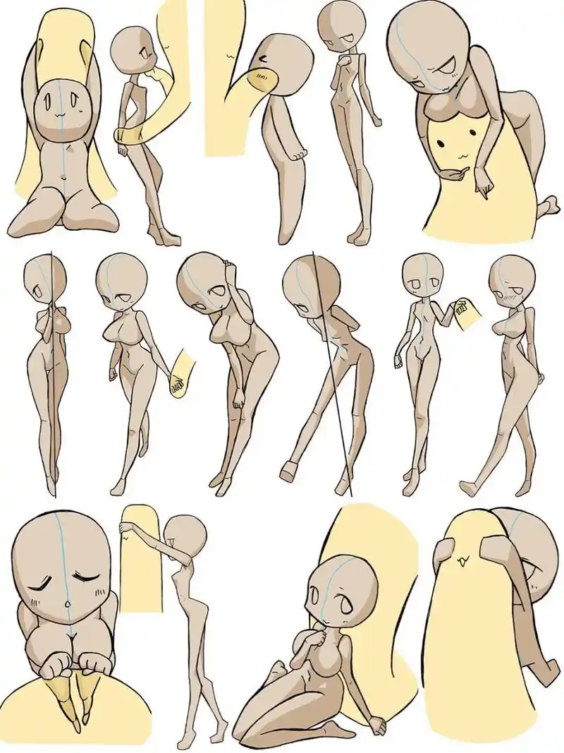 1000 q版恋爱姿势动态教程,画师珍藏版素材 都说q版很难画,那是你没