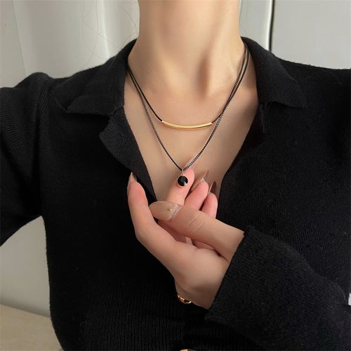 黑色双层项链2021年新款毛衣链女小众设计秋冬项链