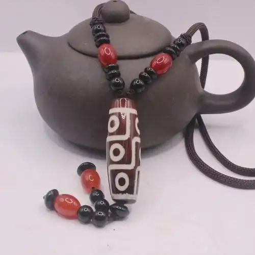 天然西藏真品九眼天珠吊坠男女款玛瑙天珠项链护女士百搭毛衣链