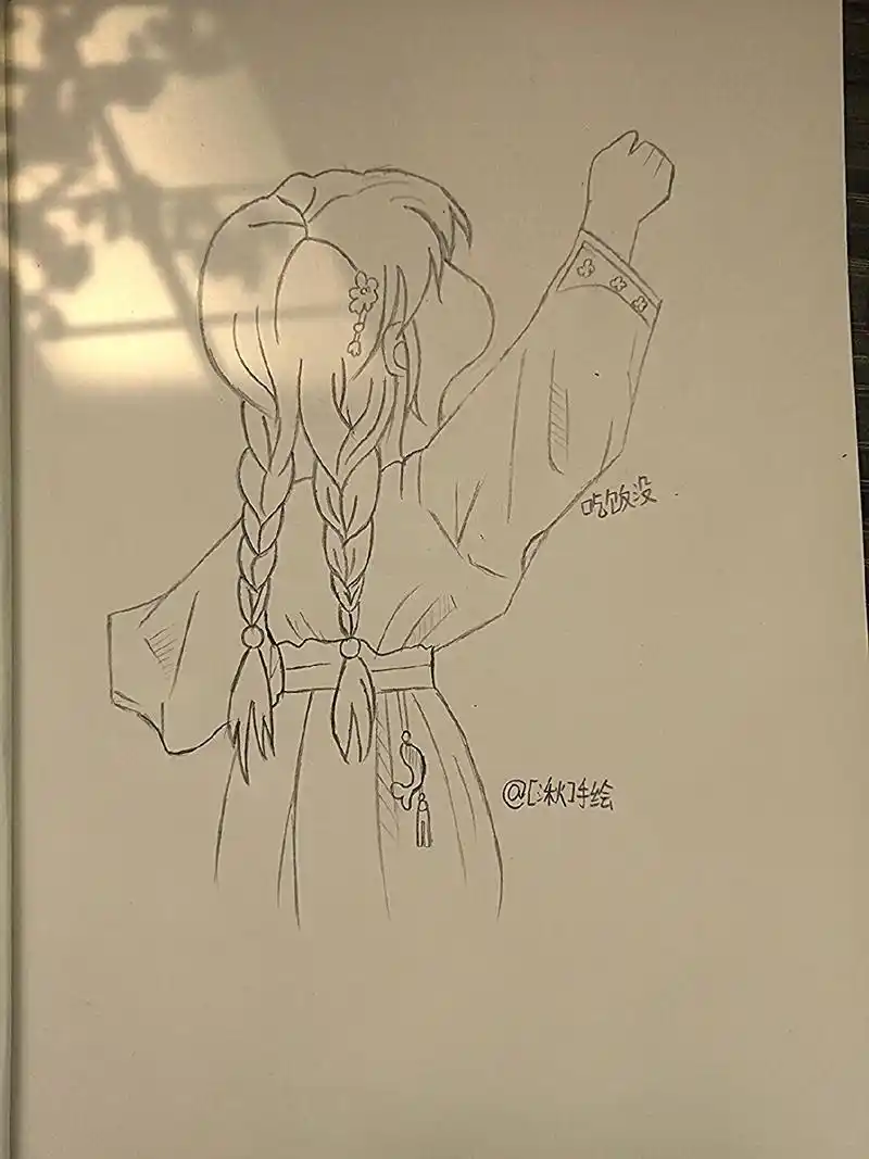 简笔画 #小女孩#动漫女孩背影 - 抖音