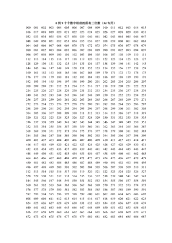 0到9十个数字组成的所有三位数.doc