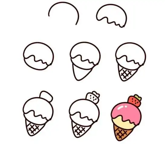冰淇淋简笔画一步一步学画(冰淇淋的画法简笔画步骤) -【爱个性】