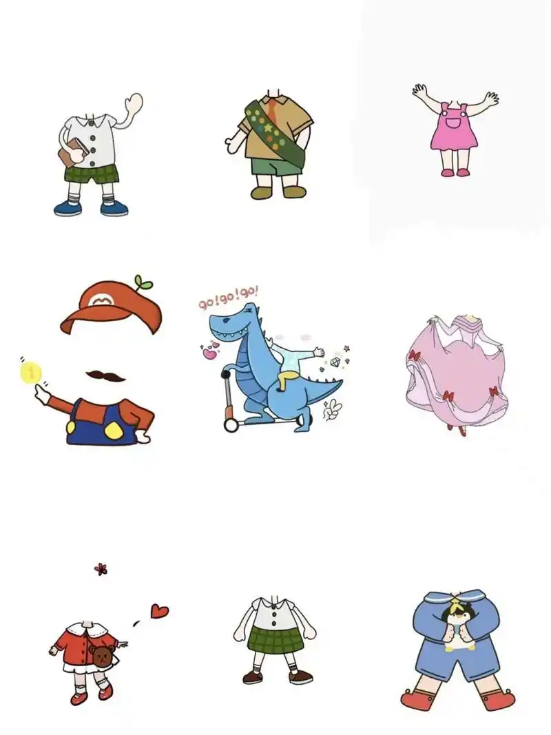 卡通身体模板(可直接打印) 卡通身体模板(可直接打印)