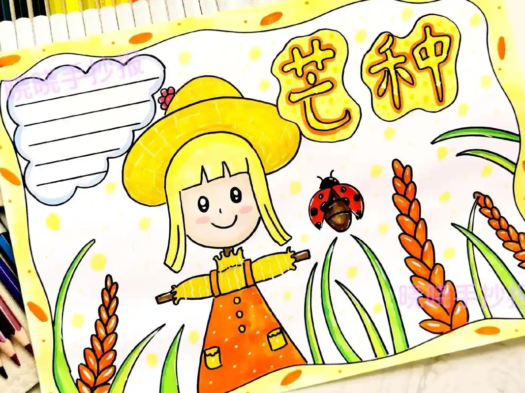 二十四节气芒种手抄报模板有线稿可打印