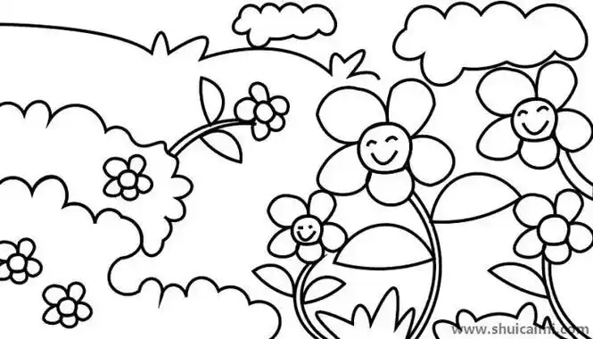花丛简笔画比较简单
