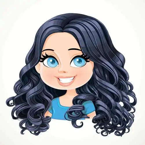 卡通漫画女孩图片下载,卡通漫画女孩,矢量素材,蓝色头发女孩,可爱漫画