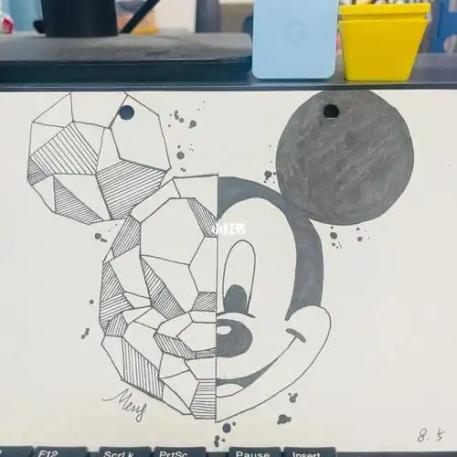 0基础黑白线条画no6大米奇