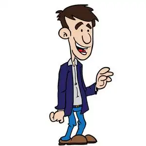 西装革履的男人,说话的卡通插图孤立于白色照片