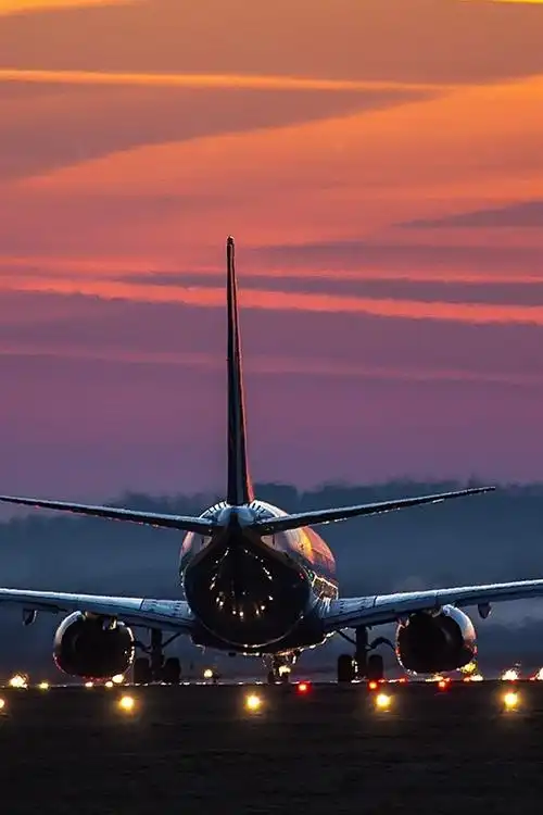 机场,空中客车飞机后视图,灯,黎明 iphone 壁纸