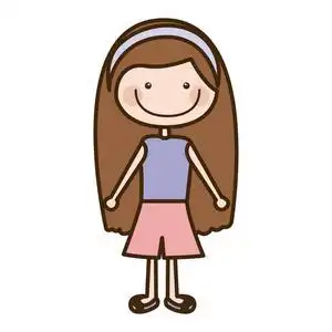 颜色的裙子衬衫和裙子的颜色剪影卡通棕色长发女孩照片