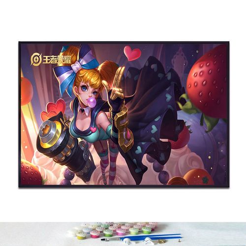 卡通王者荣耀孙尚香手工diy数字油画房间餐厅卧室手绘小舞装饰画