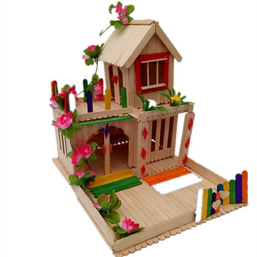 雪糕棒手工制作房模型别墅小木屋原木冰棍棒木棒包邮套装建筑模型