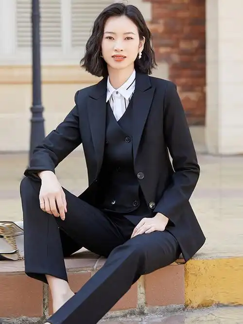 职业西装套装女春秋韩版气质女神范高端总裁商务工作服时e尚两件