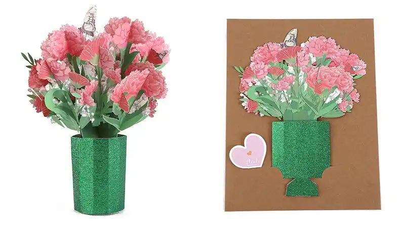 创意3d手工立体贺卡 纸雕花手捧花束贺卡 教师节感谢祝福贺卡批发