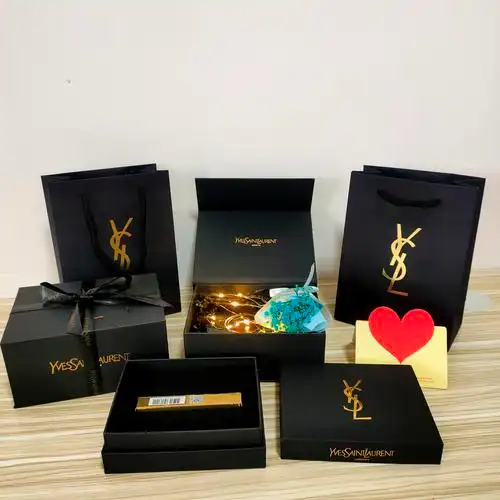 ysl口红包装盒_专柜圣罗兰 ysl小金条口红盒气垫反转自由黑雅片香水盒
