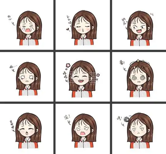 九宫格可爱表情白色卡通朋友圈封面