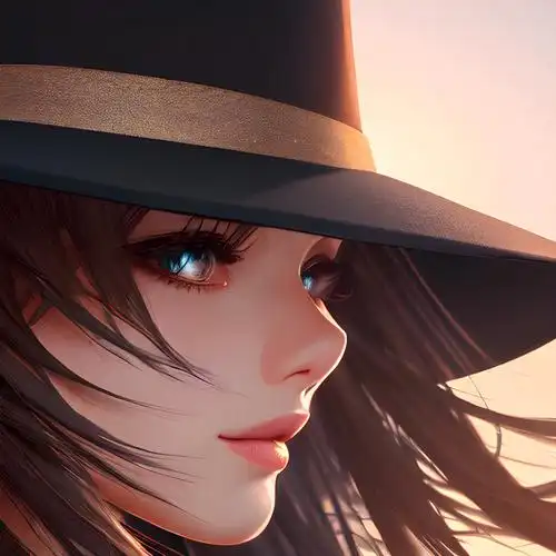 名牌帽子美女侧影头像