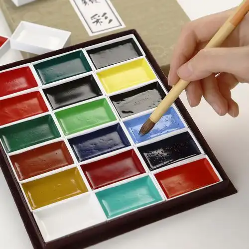 颜料颜彩水彩珍珠国画耽美固体樱花套装日本水彩颜料