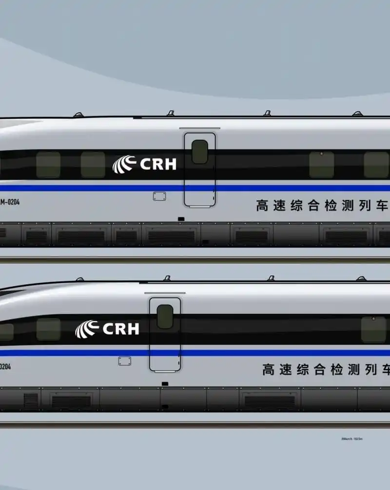 中国高铁更高速度试验列车crh380am侧视图 已知在线路上跑的最高速度