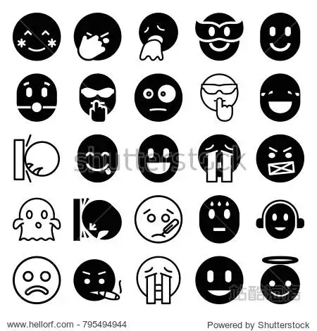 set of 25 editable filled and outline smiley