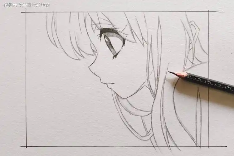 每日一画,动漫女孩侧脸这样画不是有手就行吗!