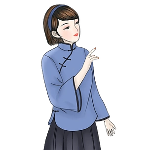 卡通短发的先进女知识分子短发女学生卡通图民国风新青年短发女学生读