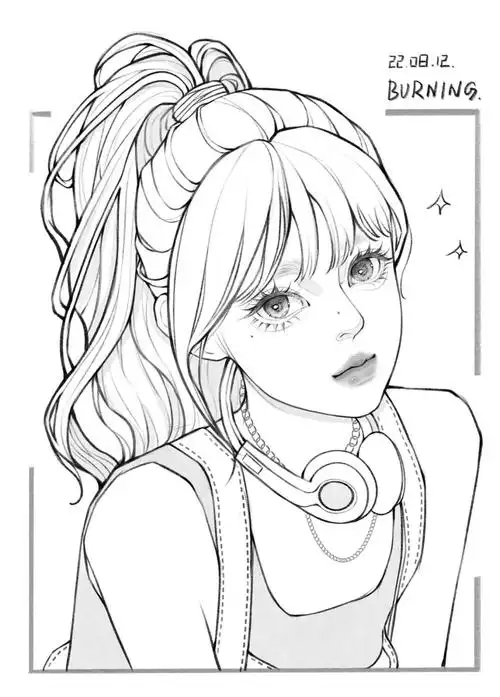 参考模特:三金#procreate  #手绘头像  #少女线稿  #女生头像  #线稿