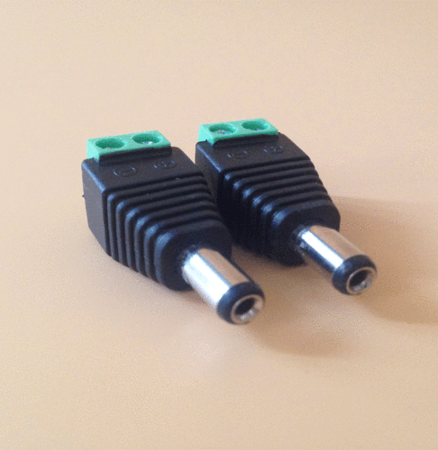 dc公头 监控摄像头电源接头 免焊接 12v公插头 绿端子插头_双氙车灯