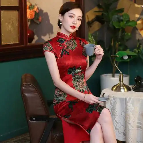 旗袍裙,中长,夏装,中老年,连衣裙_新款_牌子_图片_价格_优惠券-黄三怪