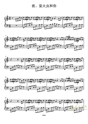 夜,萤火虫和你,夜,萤火虫和你钢琴谱,夜,萤火虫和你多调钢琴谱,夜