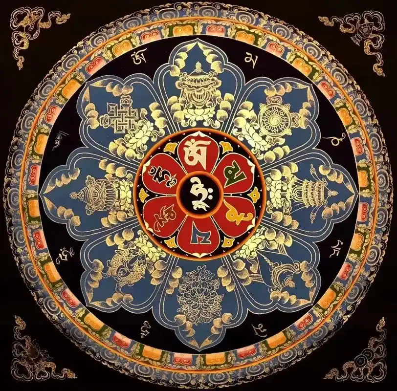 佛家八宝.1: 【收藏精品】精品咒轮24k金绘制,矿物颜料上 - 抖音