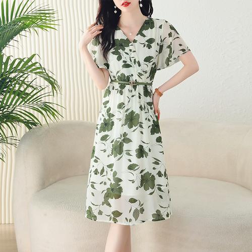 雪纺碎花高级感连衣裙女夏季 新款 气质长裙显瘦遮肉裙子 - 女装/女士