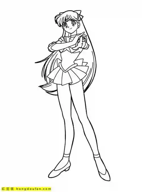 9张善良美丽的月亮公主美少女战士少女涂色图片-红豆饭小学生简笔画