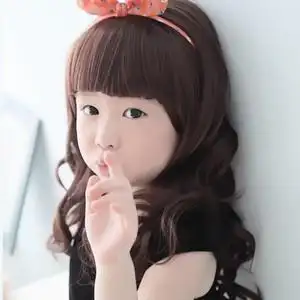 儿童假发女长发小女孩逼真梨花卷发套可爱公主齐刘海长卷发全头套