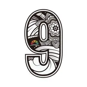 简约创意设计线条流畅实用花纹装饰数字9图案