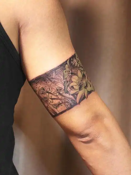 荷花池臂环_纹身图案手稿图片_雨沫-小龙的纹身作品集