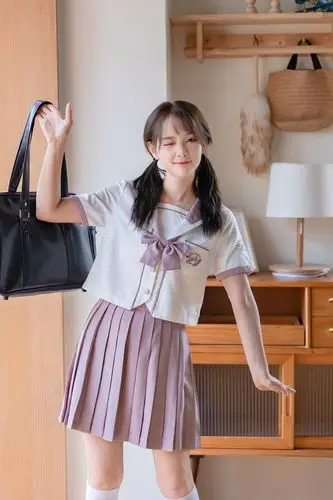 小瑾原创 枝兰山定位线高温压褶裙jk制服水手服学院风套装女