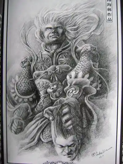 烈火堂傅海林纹身手稿作品中国印3