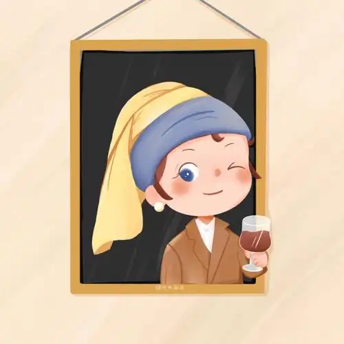 带珍珠的少女名画插画头像