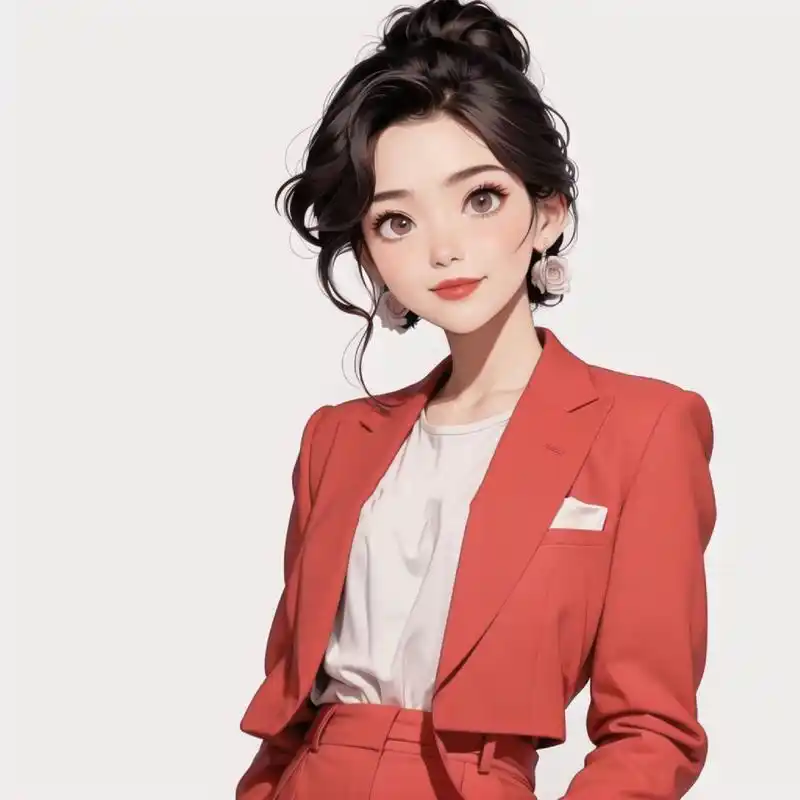 7815特别的玫红色西装职业女生头像 #好看的女生头像# #头像