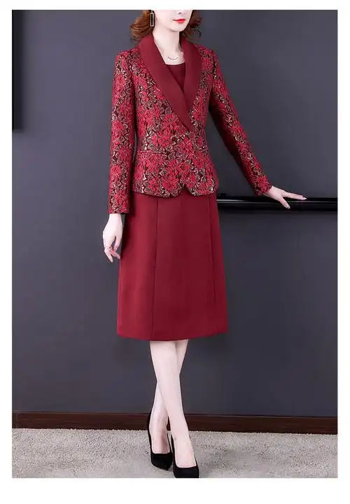 儿子女儿结婚妈妈穿的喜庆衣服冬装宴礼服喜婆婆秋冬女高端气质高贵