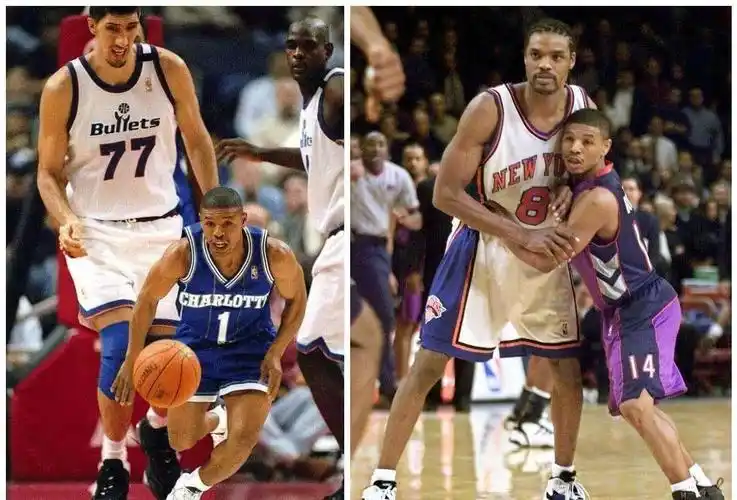 博格斯在比赛中,与对手的身高差距很大.